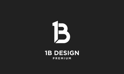 Modern 1B letter and number logo design concept, combining the digit 1 and initial B for a minimalist business or branding symbol. © alpha