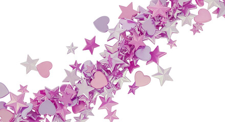 Scattered Pink and Purple Stars and Hearts Confetti