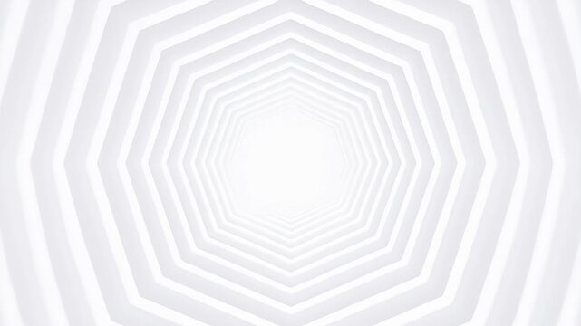 Recursive sequence of white geometric shapes leading to a bright vanishing point