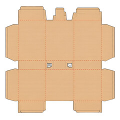 Unfolded cardboard box template isolated on transparent background