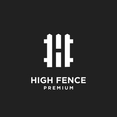 Modern Letter H Fence Logo Design, Minimalist Geometric Icon for High Fence Brand Identity on Black Background
