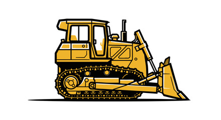 Yellow Bulldozer Construction Equipment Machine. © yaraa