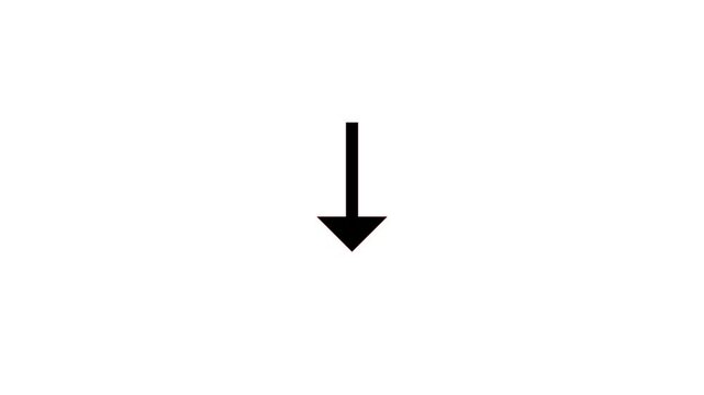 Arrow icon symbol bouncing animation on white background