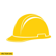 Fototapeta premium Yellow Hard Hat Icon - Safety Helmet Silhouette for Construction and Work