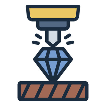 hardness filled line icon. diamond indenter tip. surface resistance. material test