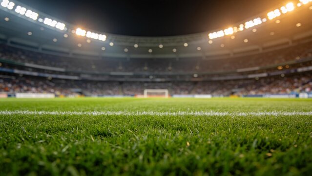 Soccer field stadium night view