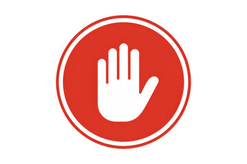 Fototapeta premium Red circle with white hand do not sign isolated on a transparent background