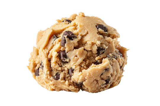 Close up of raw chocolate chip cookie dough ball on black background image
