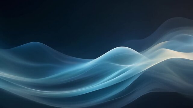 Serene wave scene captured from low angle, featuring blue gradient lighting, soft glow, and fluid motion in an abstract digital illustration