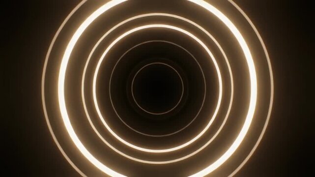 Observing concentric circles in a dark void, captured as a glowing illustration from a central viewpoint emphasizing depth and symmetry