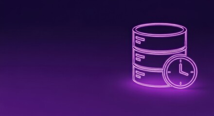 Glowing Neon Database Servers Representing Digital Information Storage and Network Technology