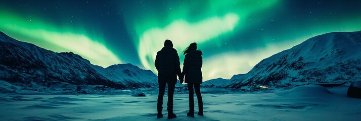 Stunning Northern Lights Display Over Snowy Landscape at Night © Jeerawat