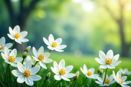 Abundant white blooms create a vibrant spring border, ample copy area , blossom border, wallpaper