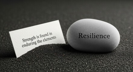 Smooth Stone with Resilience Text on Gravel