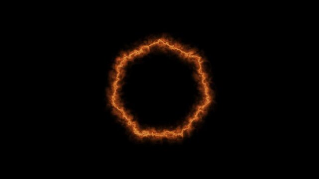 Fiery abstract glowing octagon frame animation