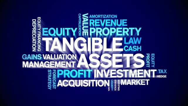 Tangible Assets animated word cloud-text design animation tag kinetic typography seamless loop.