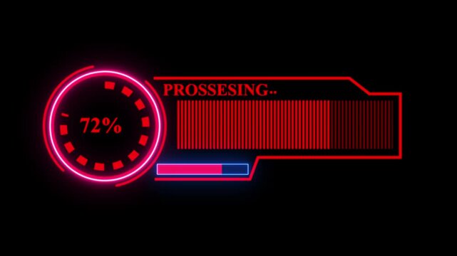 Futuristic Processing Progress Bar 100% Technology Interface Animation,Sci-Fi Processing Progress Bar Technology Background.