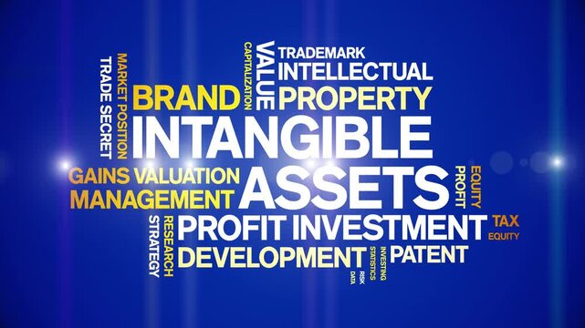 intangible assets animated word cloud-text design animation tag kinetic typography seamless loop.