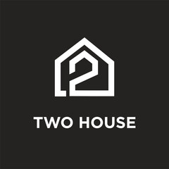 Geometric Number 2 House Logo Design for Real Estate and Property Branding