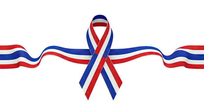 Red, White, and Blue Ribbon with Thailand Flag Colors