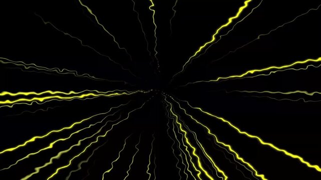 Radial yellow lightning animation on black background