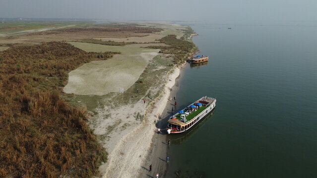 Wide View of Padma River and Rural Bangladesh