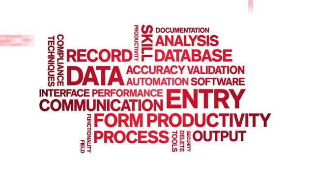 Data Entry animated word cloud-text design animation tag kinetic typography seamless loop.
