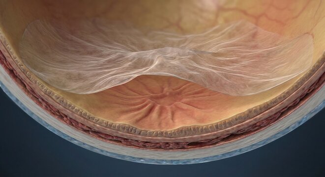 Epiretinal membrane wrinkling macula 3D rendering