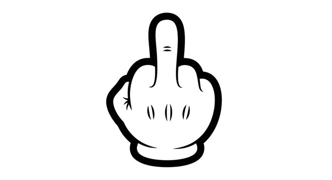 Cartoon Hand Flipping Off With Middle Finger, Offensive Gesture