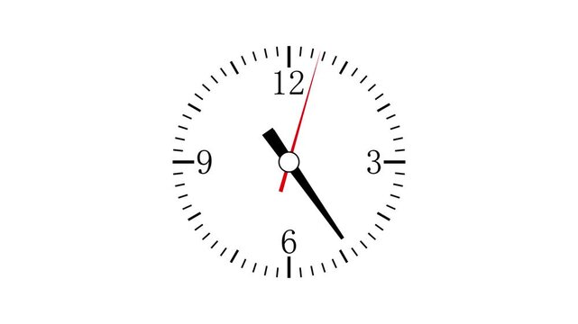 Time lapse of spinning clock animation in 12 Hour. Black and White Analog Wall Clock Isolated. 
White background wall clock video footage, Animation wall clock on white background.