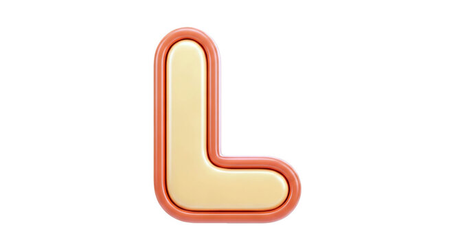 3D Rendered Letter L with Orange Outline