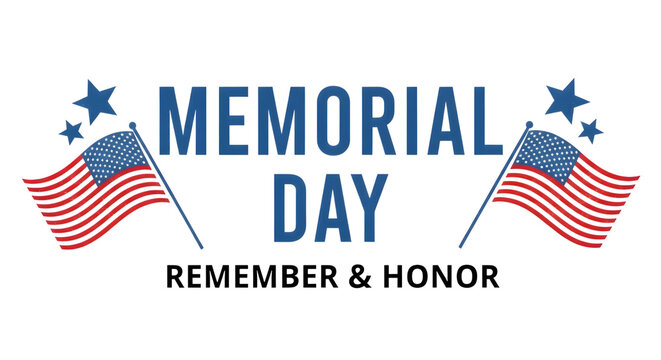 Memorial day usa patriotic flags isolated on transparent background