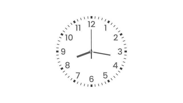 Analog clock spinning animation,  moving time arrows, 12 hours clock dial loop, Timelapse clock 12 hours.
 Clock icon flat style 24 hours day fast speed, lock icon vector animation with clock face.