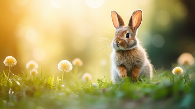cute animal pet rabbit or bunny smiling and laughing isolated with copy space for easter background, rabbit, animal, pet, cute, fur, ear, mammal, background, celebration, generate by AI