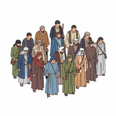 Group of Men in Traditional Robes Standing.