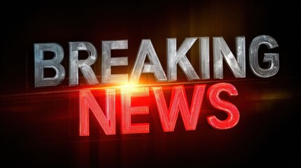 Obraz premium Breaking News Alert Displayed in Bold Red Text