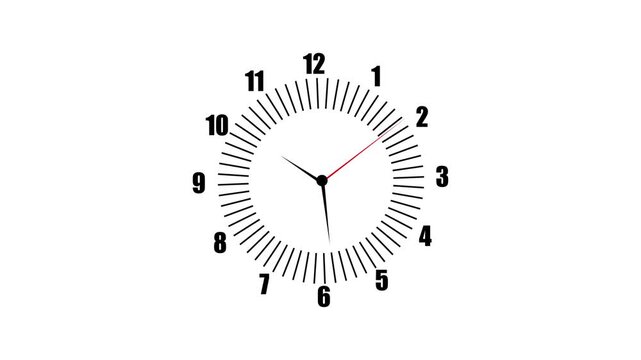 Analog clock spinning animation,  moving time arrows, 12 hours clock dial loop, Timelapse clock 12 hours.
 Clock icon flat style 24 hours day fast speed, lock icon vector animation with clock face.