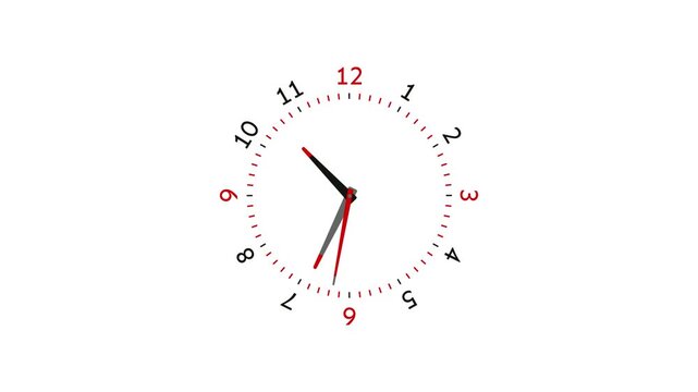 Analog clock spinning animation,  moving time arrows, 12 hours clock dial loop, Timelapse clock 12 hours.
 Clock icon flat style 24 hours day fast speed, lock icon vector animation with clock face.