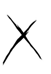 Obraz premium Artistic hand-painted black ink letter X or cross symbol
