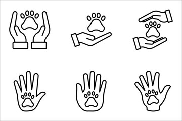 Fototapeta premium vector illustration of paw in hand icon set, on a white background