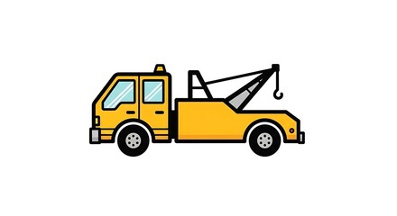 Yellow Tow Truck Illustration on White Background.