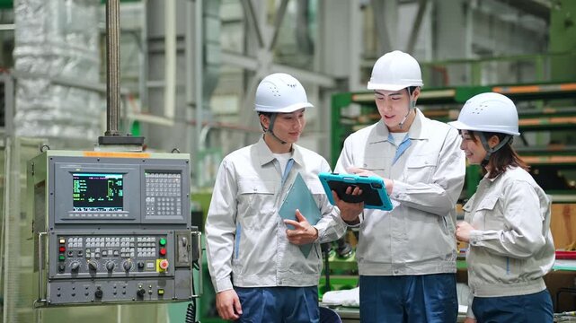工場で働く作業員グループ