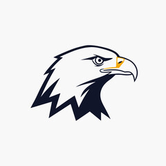 Fototapeta premium Stylized head of an eagle in profile with dark blue, white, and gold colors