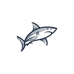 Obraz premium Stylized illustration of a gray shark swimming with a determined expression