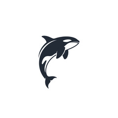 Fototapeta premium Stylized killer whale leaping from ocean wave logo design