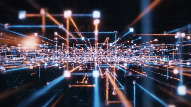 Futuristic Network Connections and Data Transfer.