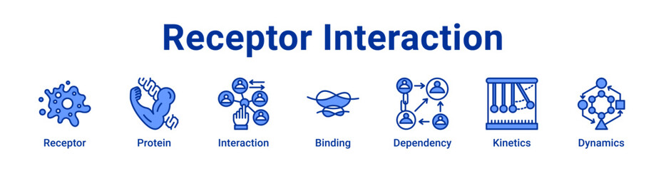 Receptor Interaction Icon Banner blue color
