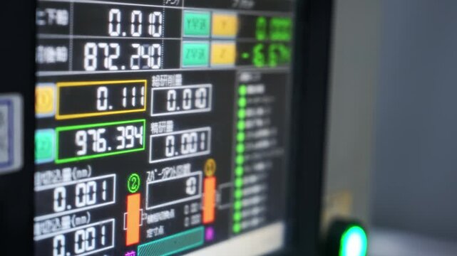 工場機械のコントロールパネル画面