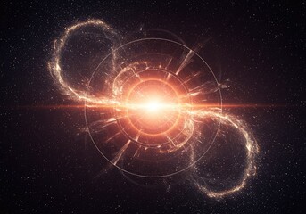 Obraz premium Mesmerizing digital canvas featuring endless layers of complex geometric structures and swirling cosmic light, suggesting infinite depth and possibility, universe, fractal, abstract
