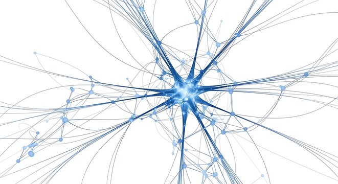 Abstract network design with central node and lines